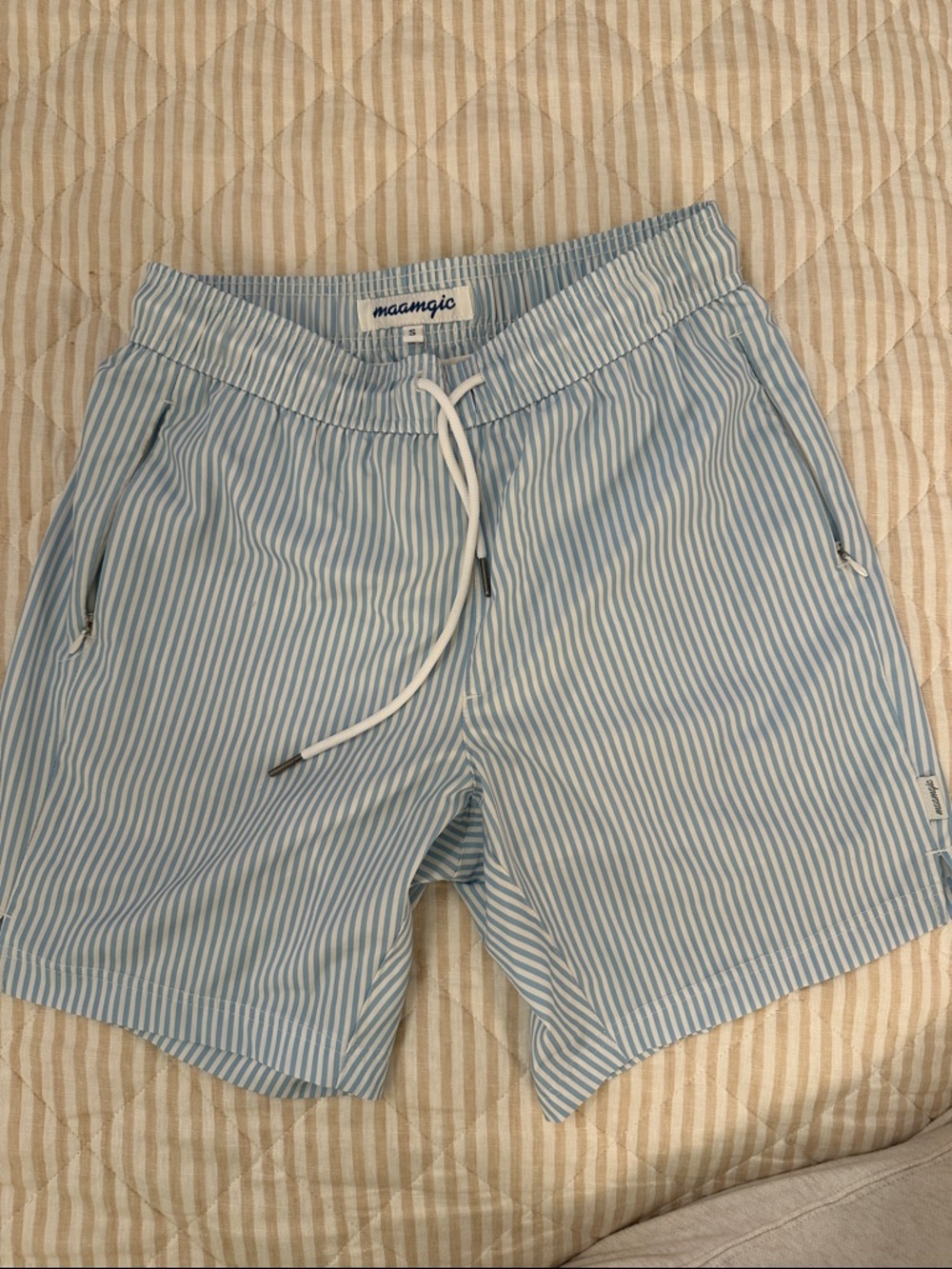maamgic Light Blue Stripe Men’s Swim Trunks